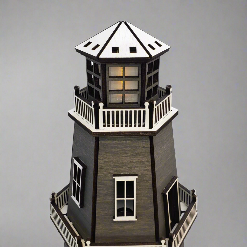 Premium Finish Lighthouse (11") w/LED Beacon Light