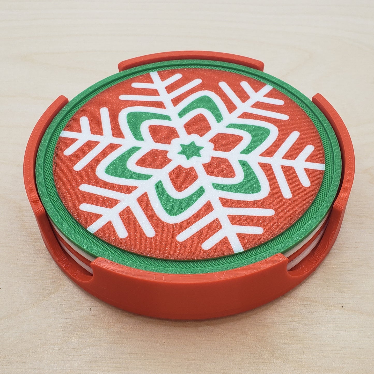 Christmas Snowflake Drink Coasters - Round - Set of 4
