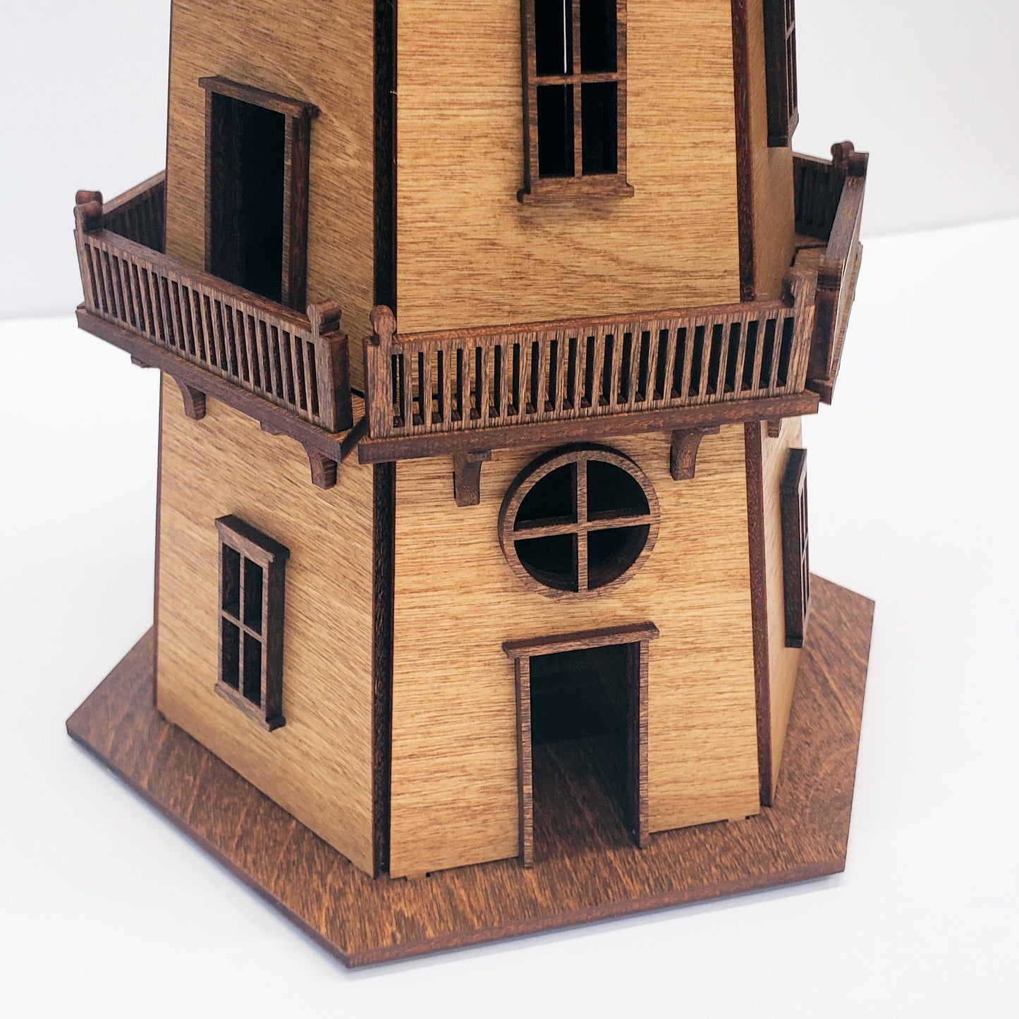 Premium Finish Lighthouse (11") w/LED Beacon Light - Cypress/Dark Walnut