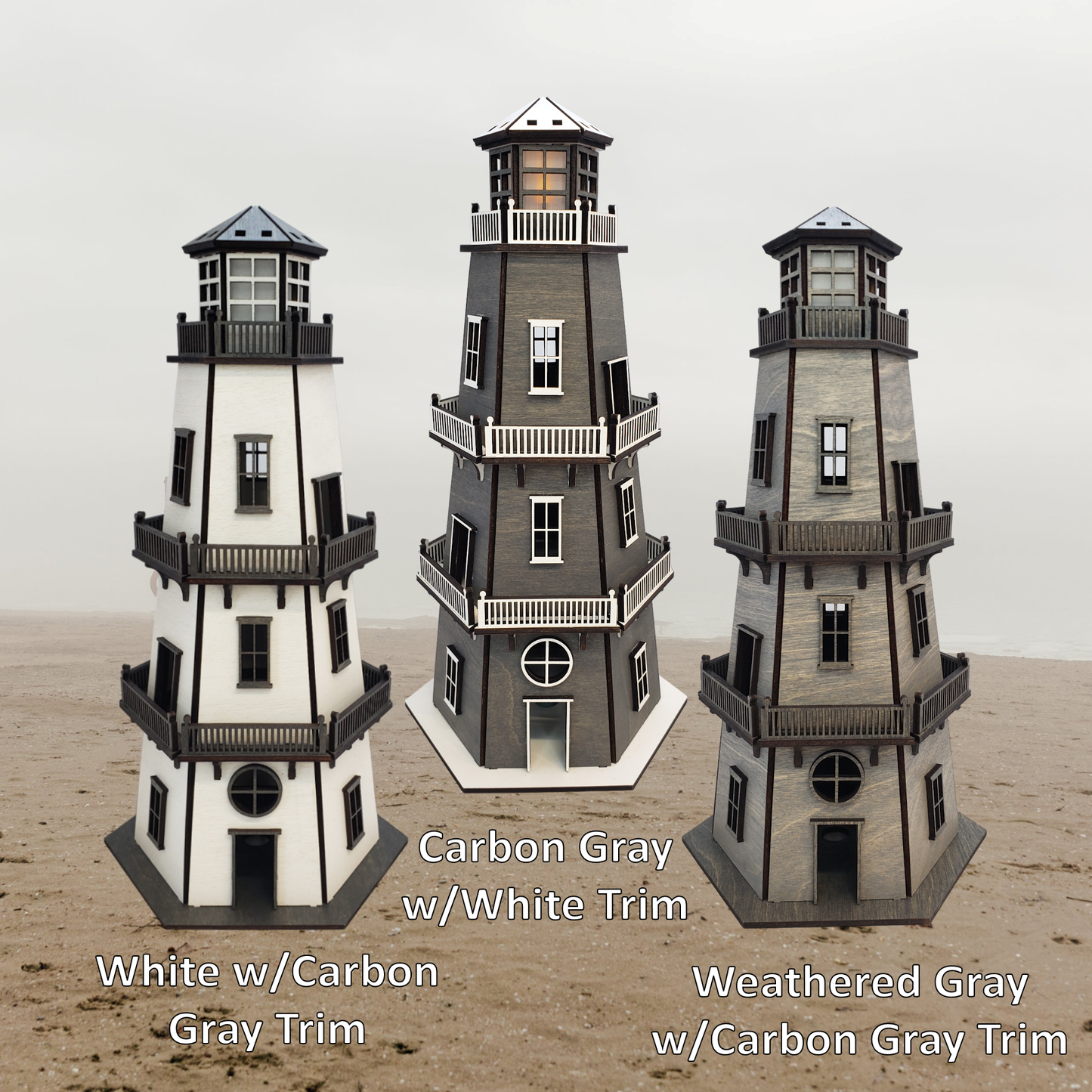 Premium Finish Lighthouse (11") w/LED Beacon Light