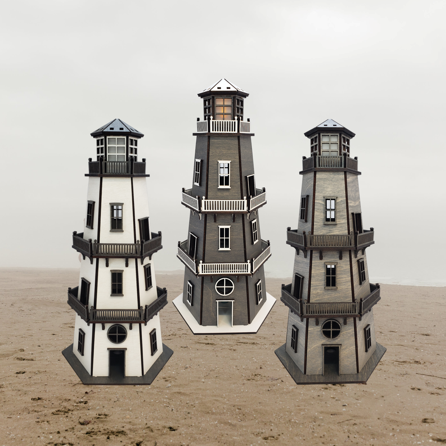 Premium Finish Lighthouse (11") w/LED Beacon Light