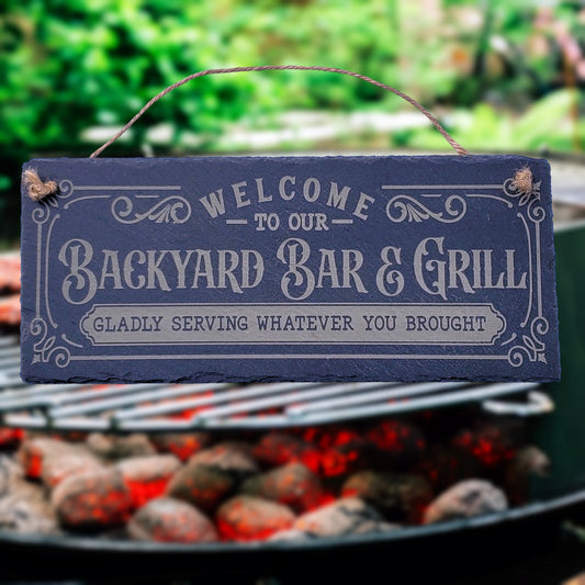Backyard Bar & Grill - Slate Sign