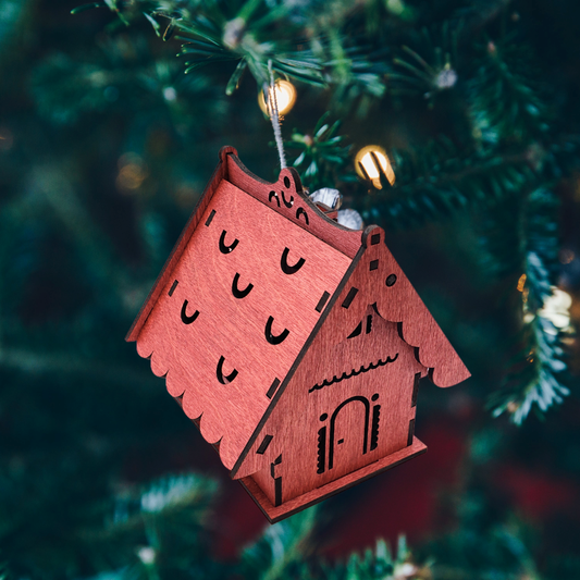 Flip-Roof Christmas House Ornament - Deluxe Color