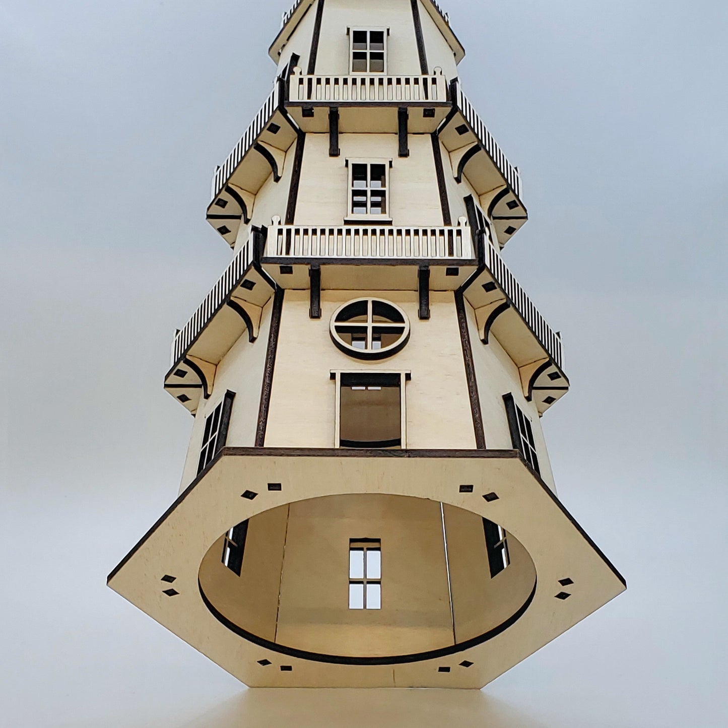 Lighthouse Tree Topper (11") - Natural Finish - w/LED Beacon Light