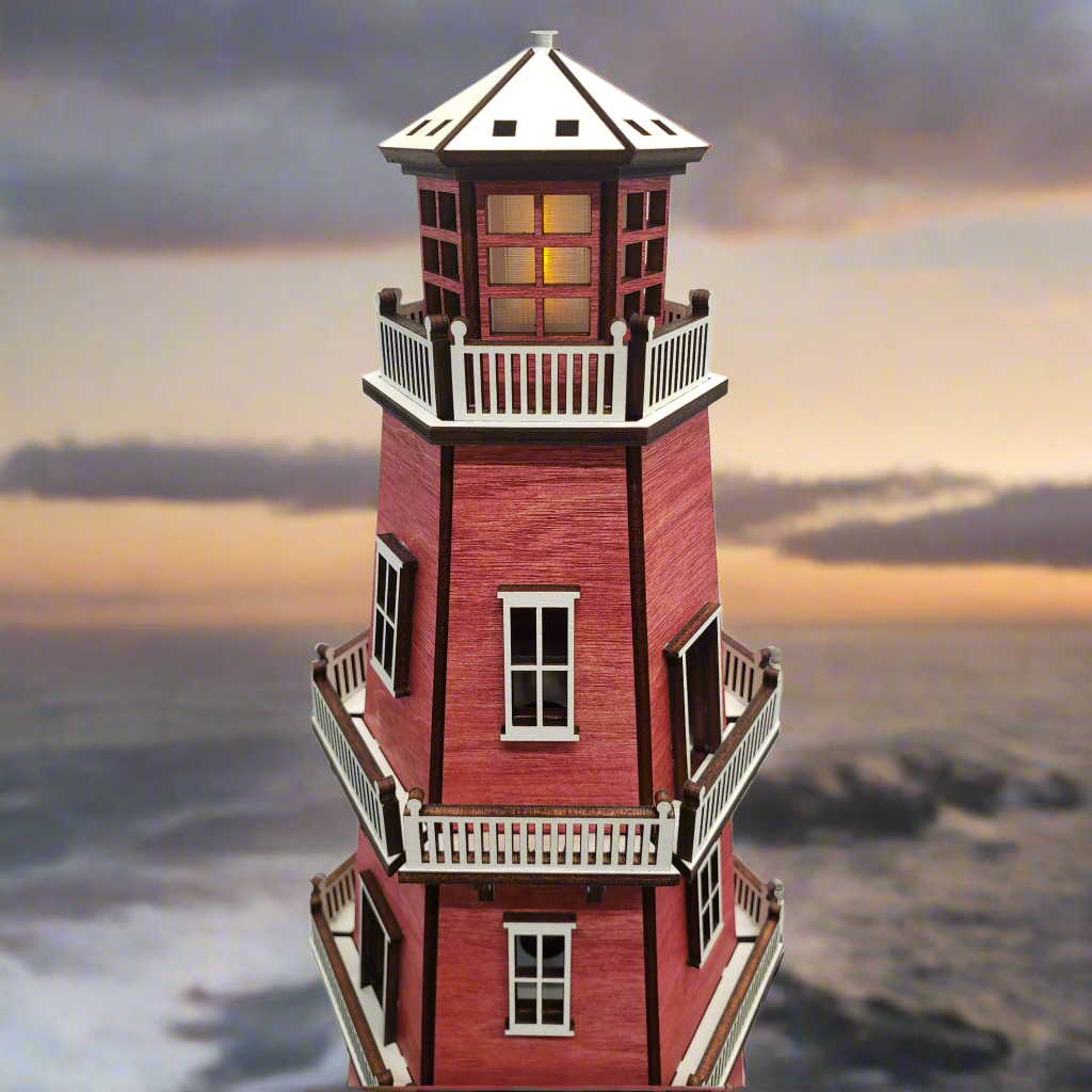 Premium Finish Lighthouse (11") w/LED Beacon Light
