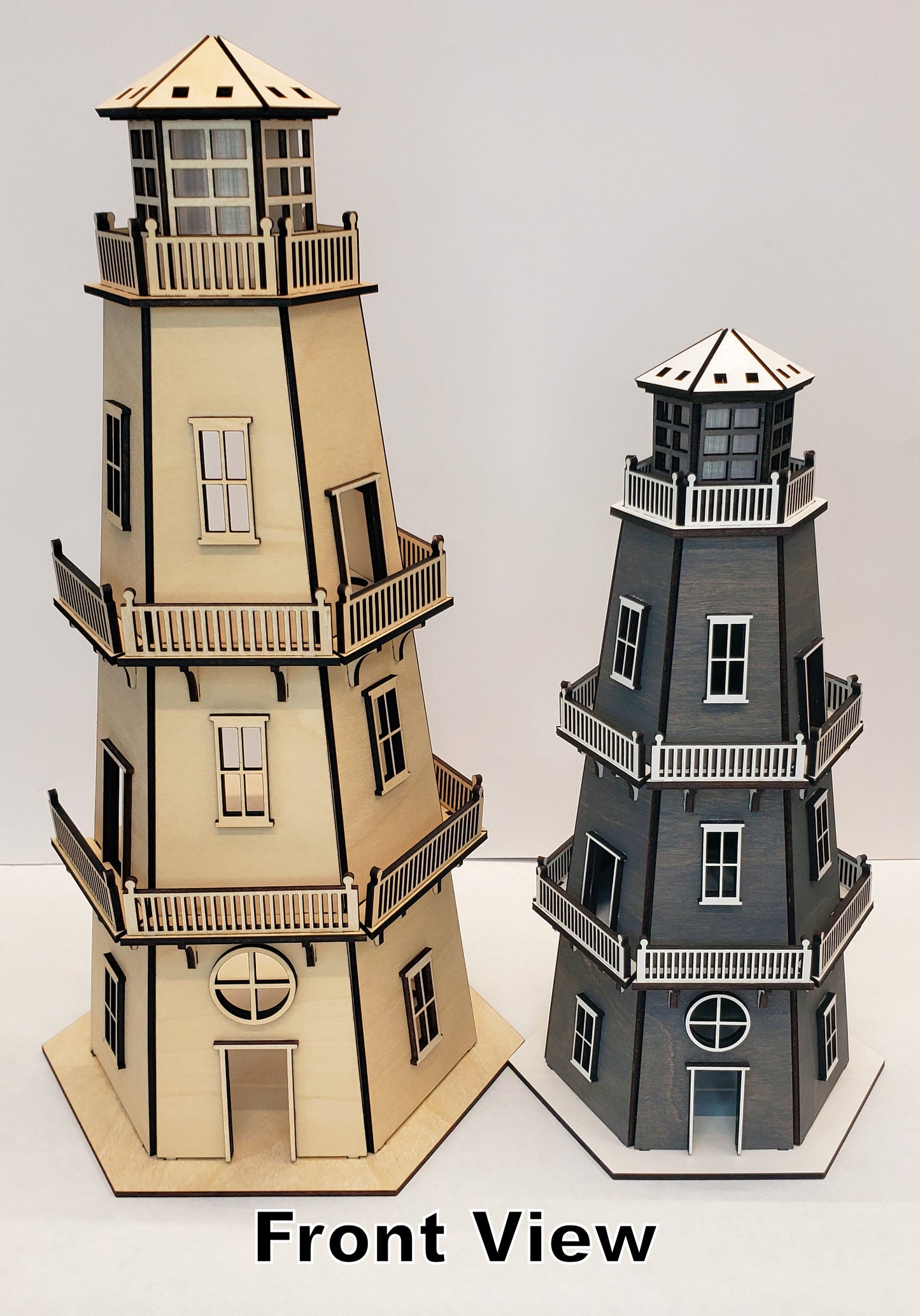 Dollhouse Lighthouse (LARGE 14.5") w/LED Beacon Light - 2 Removable Wall Panels