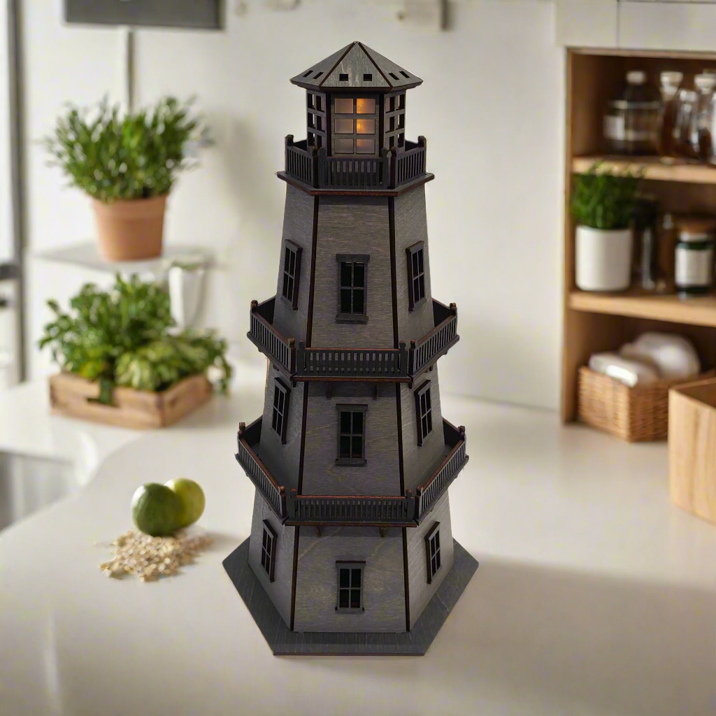 Premium Finish Lighthouse (11") w/LED Beacon Light