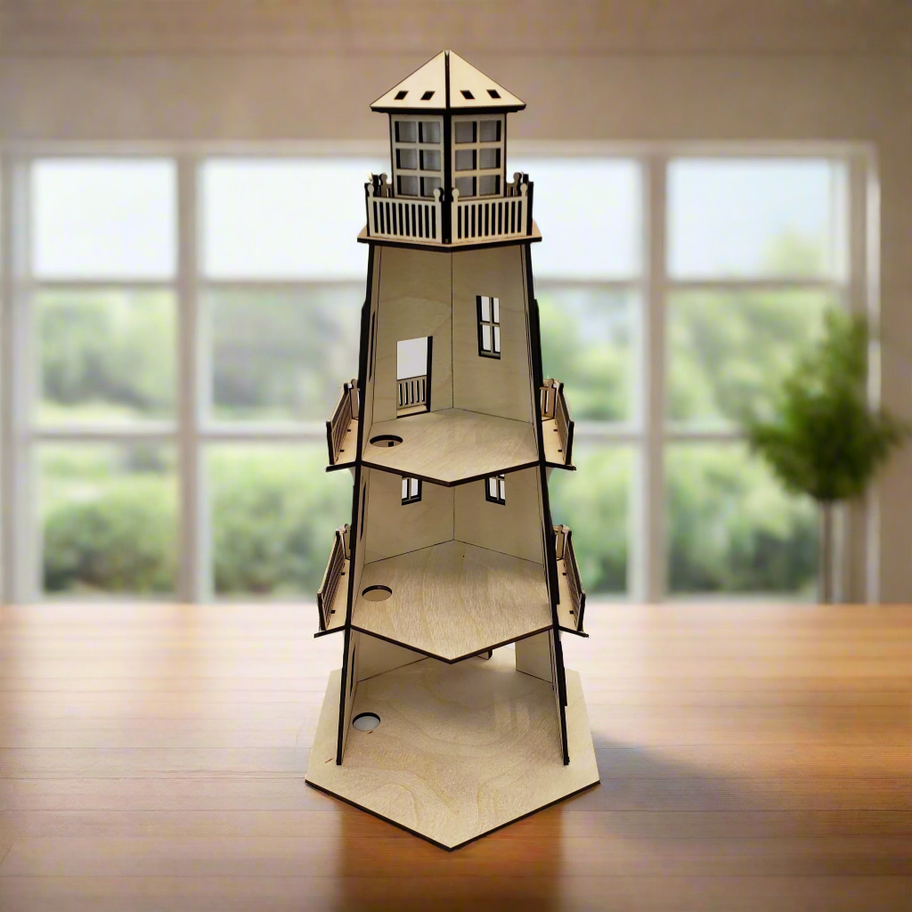 Premium Finish Lighthouse (11") w/LED Beacon Light