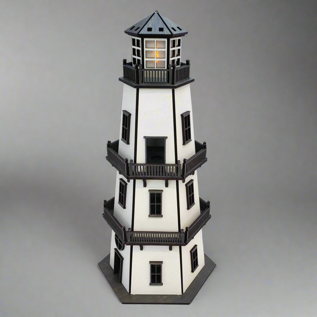 Premium Finish Lighthouse (11") w/LED Beacon Light