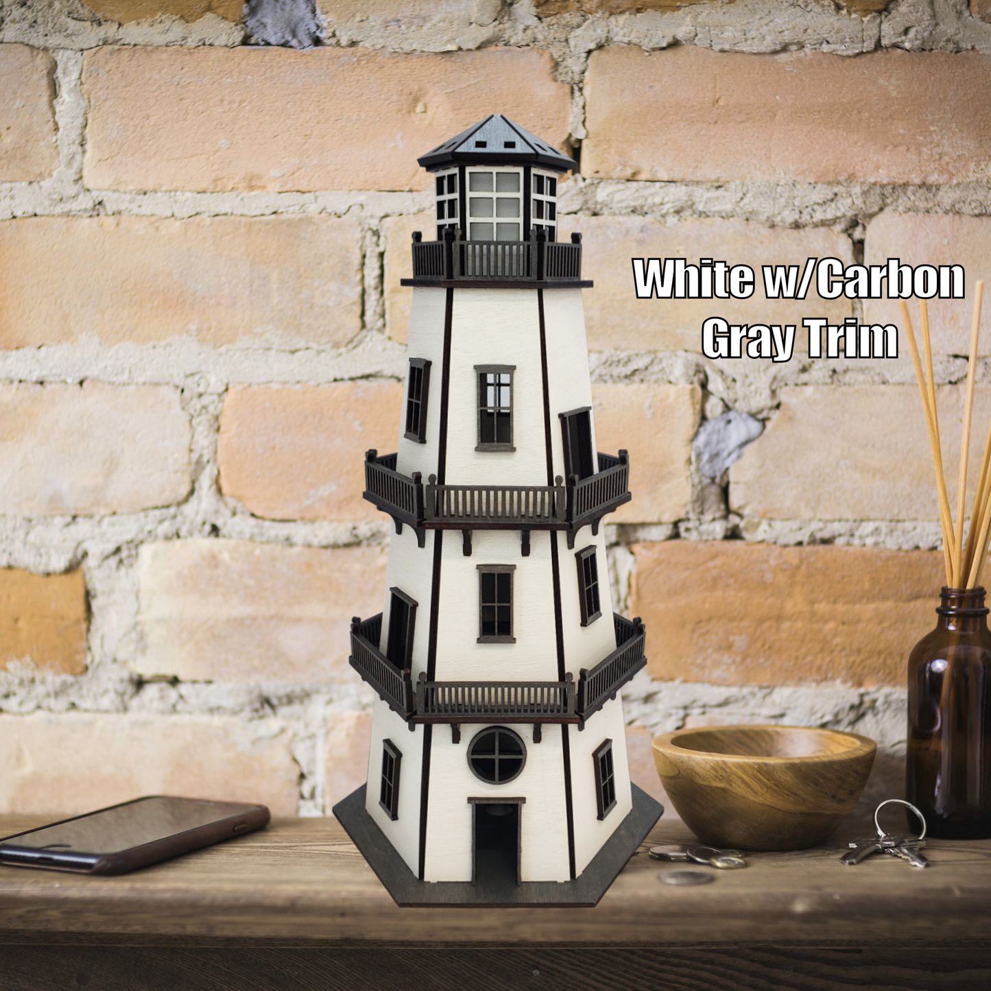 Premium Finish Lighthouse (11") w/LED Beacon Light