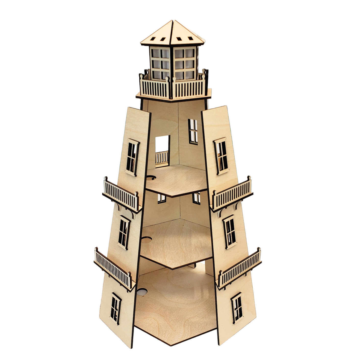 Premium Finish Lighthouse (11") w/LED Beacon Light