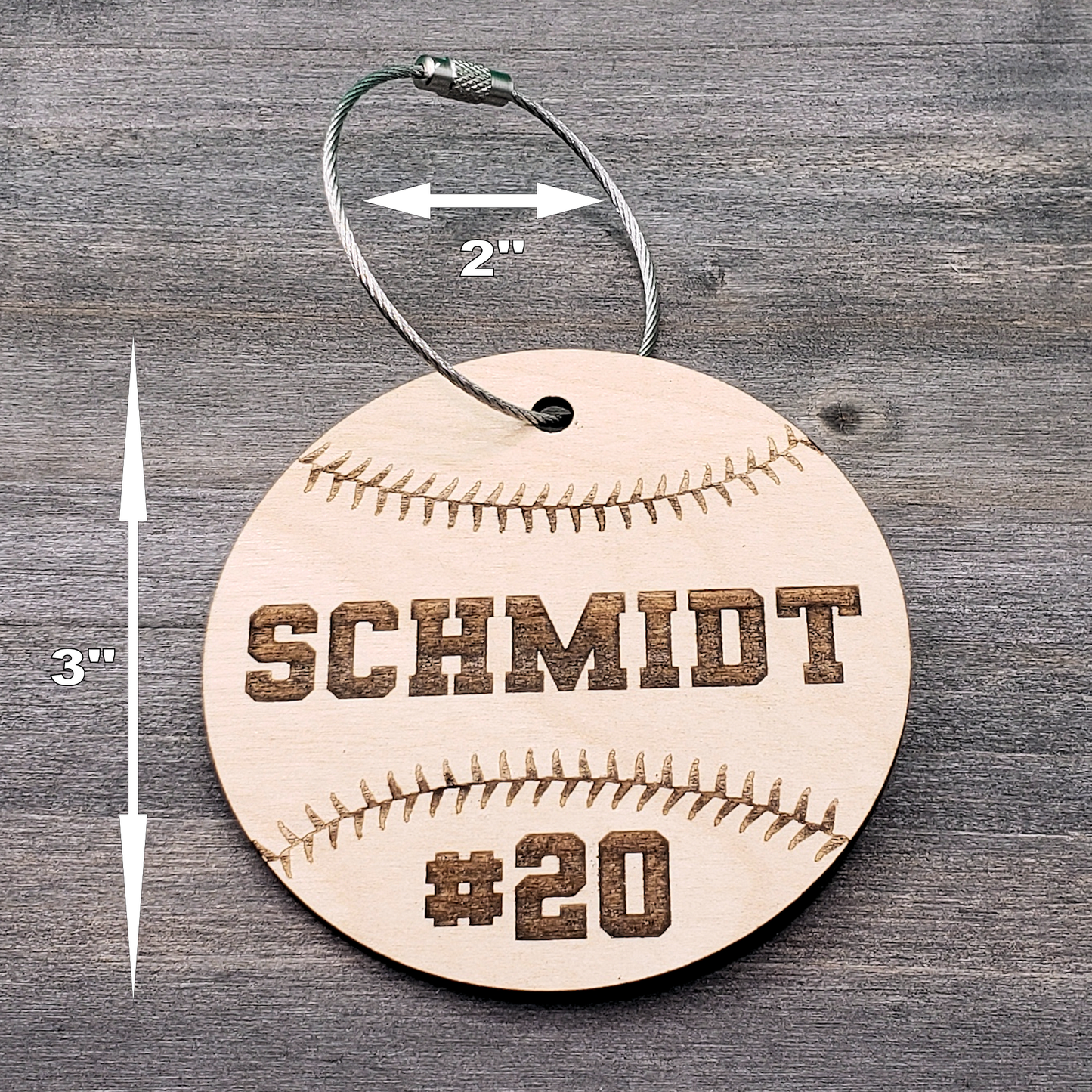 Baseball / Softball Bag Tag - Wood - Personalized