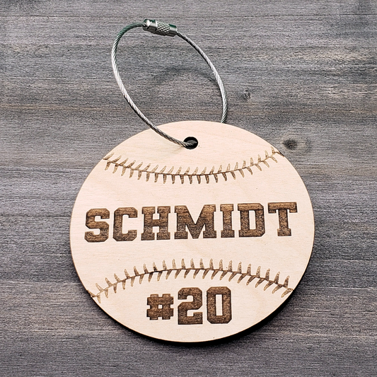 Baseball / Softball Bag Tag - Wood - Personalized