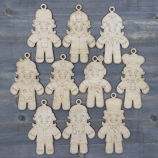 Mini Gingerbread Ornaments - Set #4 - Women Career Set