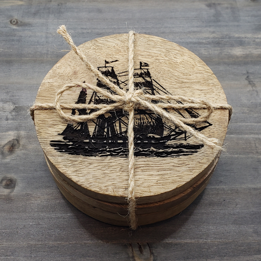 Wood Drink Coaster Set (4) - Nautical