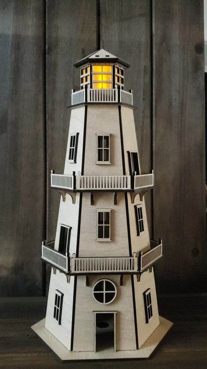 Lighthouse - Natural Finish - w/LED Beacon Light