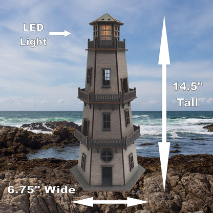 Premium Finish Lighthouse (LARGE 14.5") - Weathered Gray w/ Carbon Gray Trim