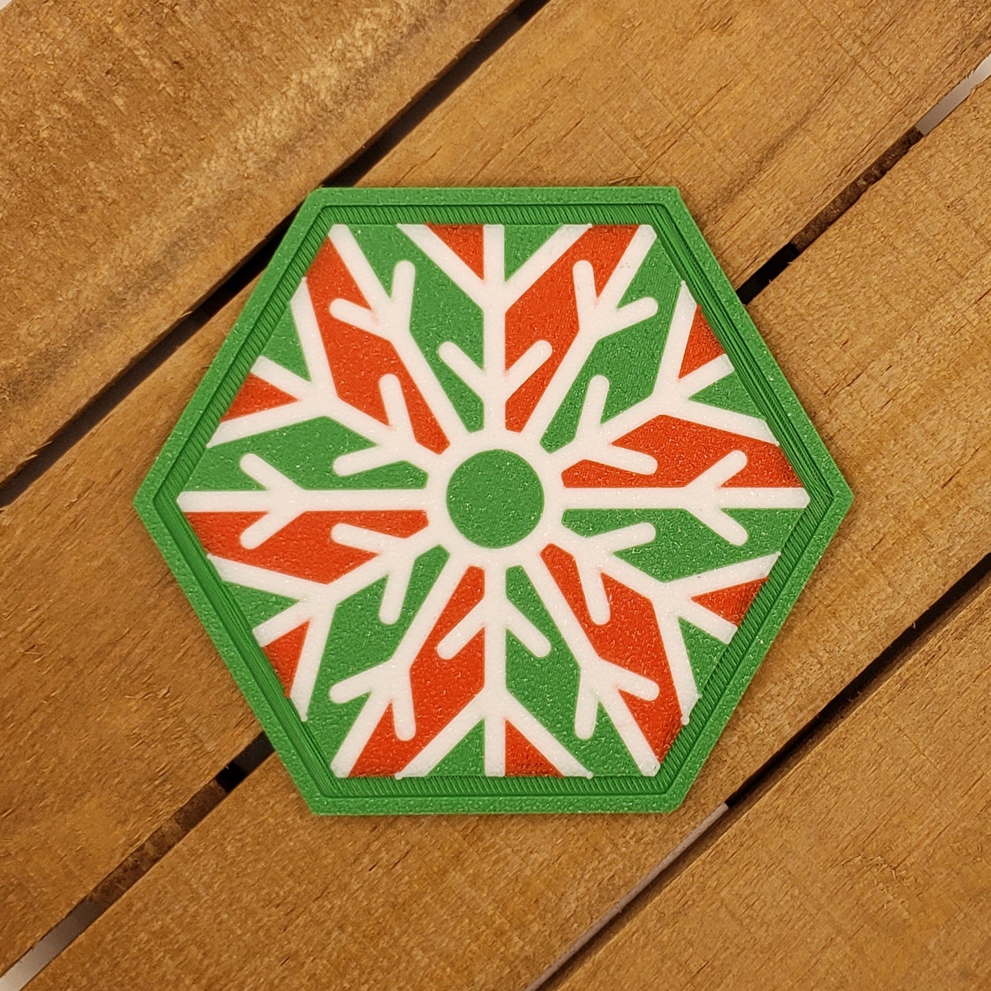 Christmas Snowflake Drink Coasters - Hexagonal - Set of 4