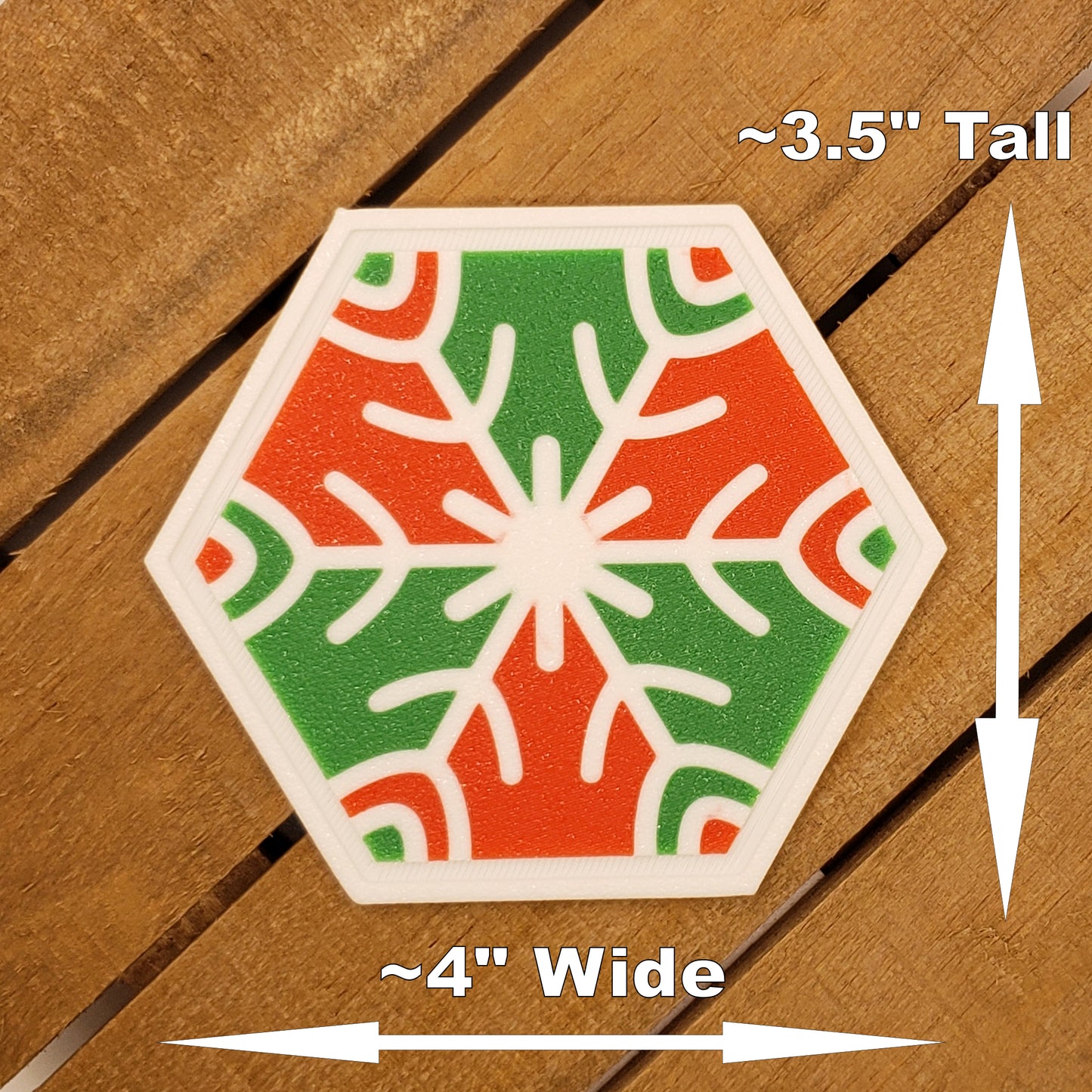 Christmas Snowflake Drink Coasters - Hexagonal - Set of 4