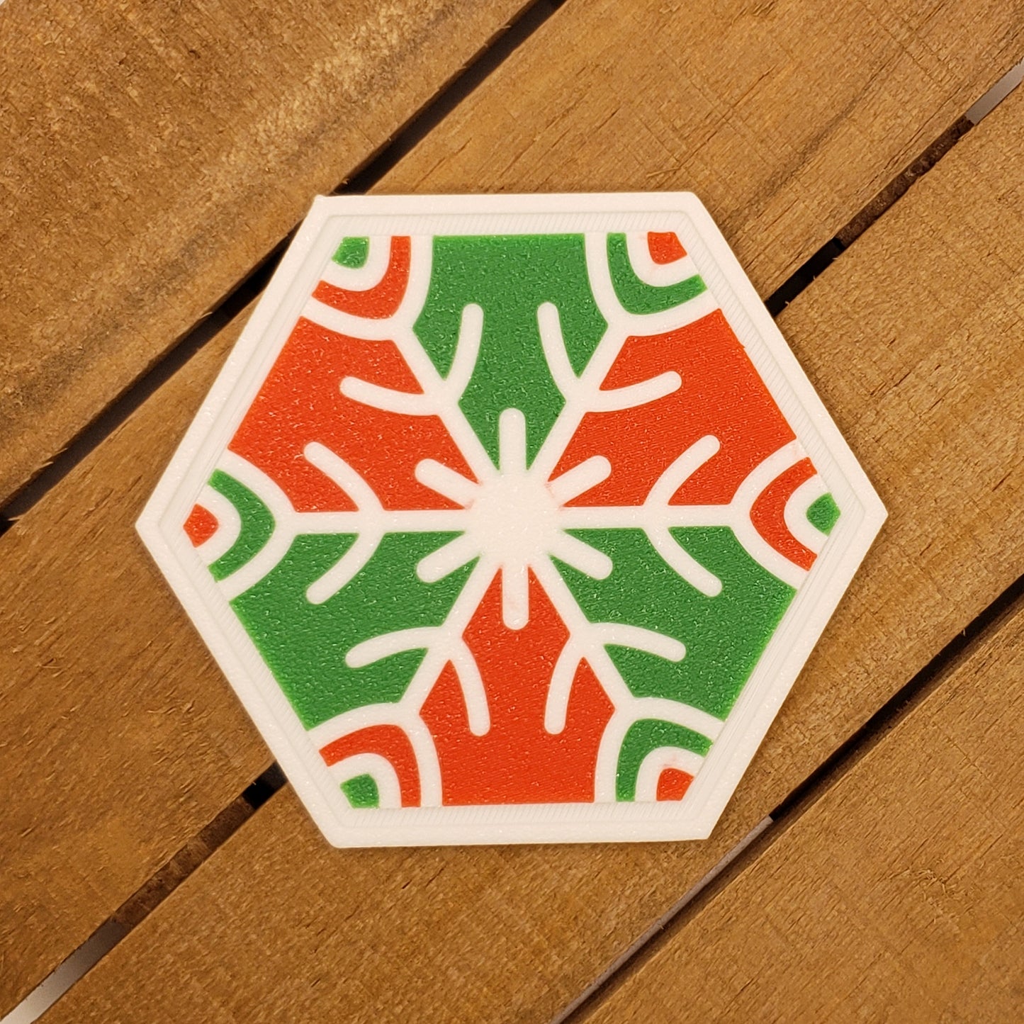 Christmas Snowflake Drink Coasters - Hexagonal - Set of 4