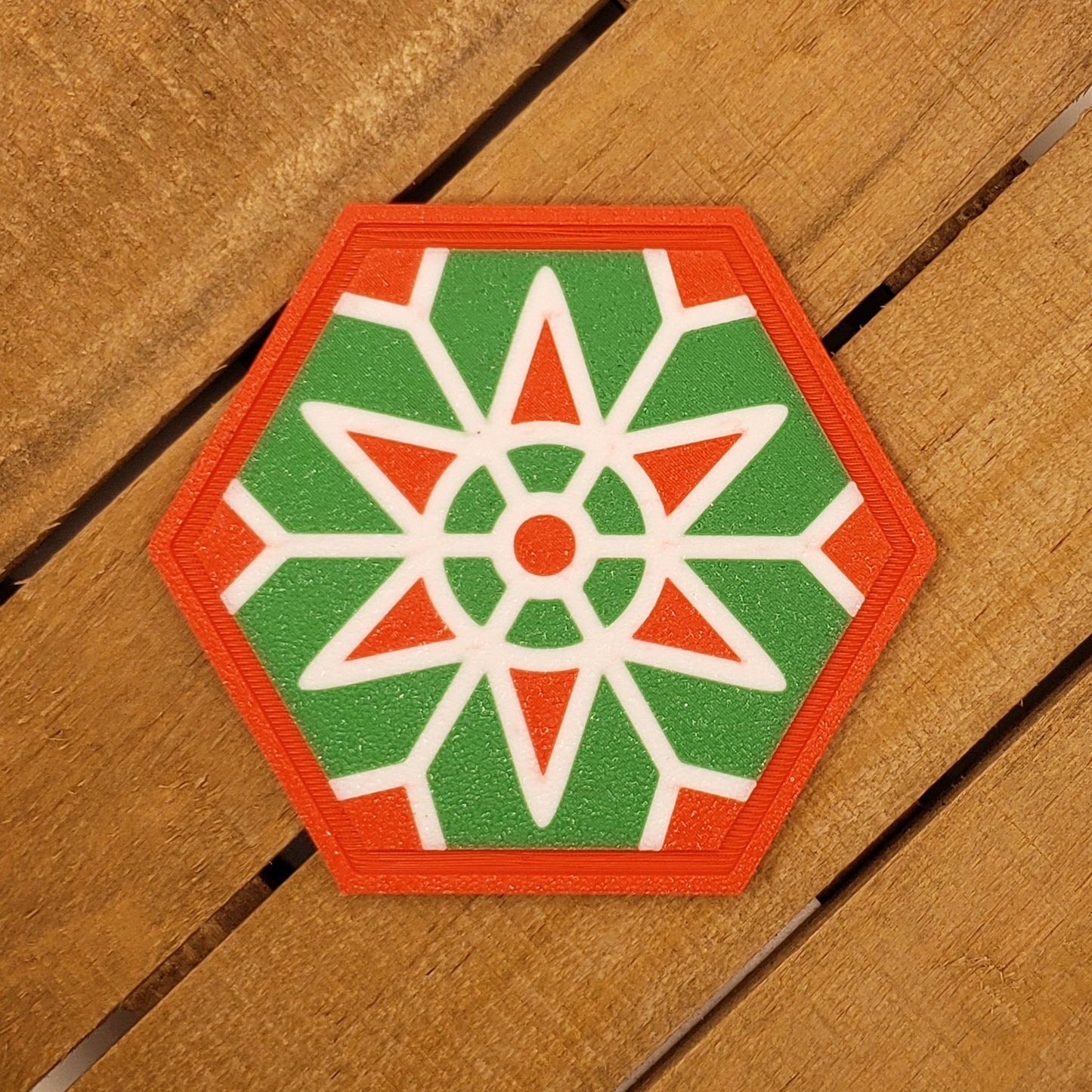 Christmas Snowflake Drink Coasters - Hexagonal - Set of 4