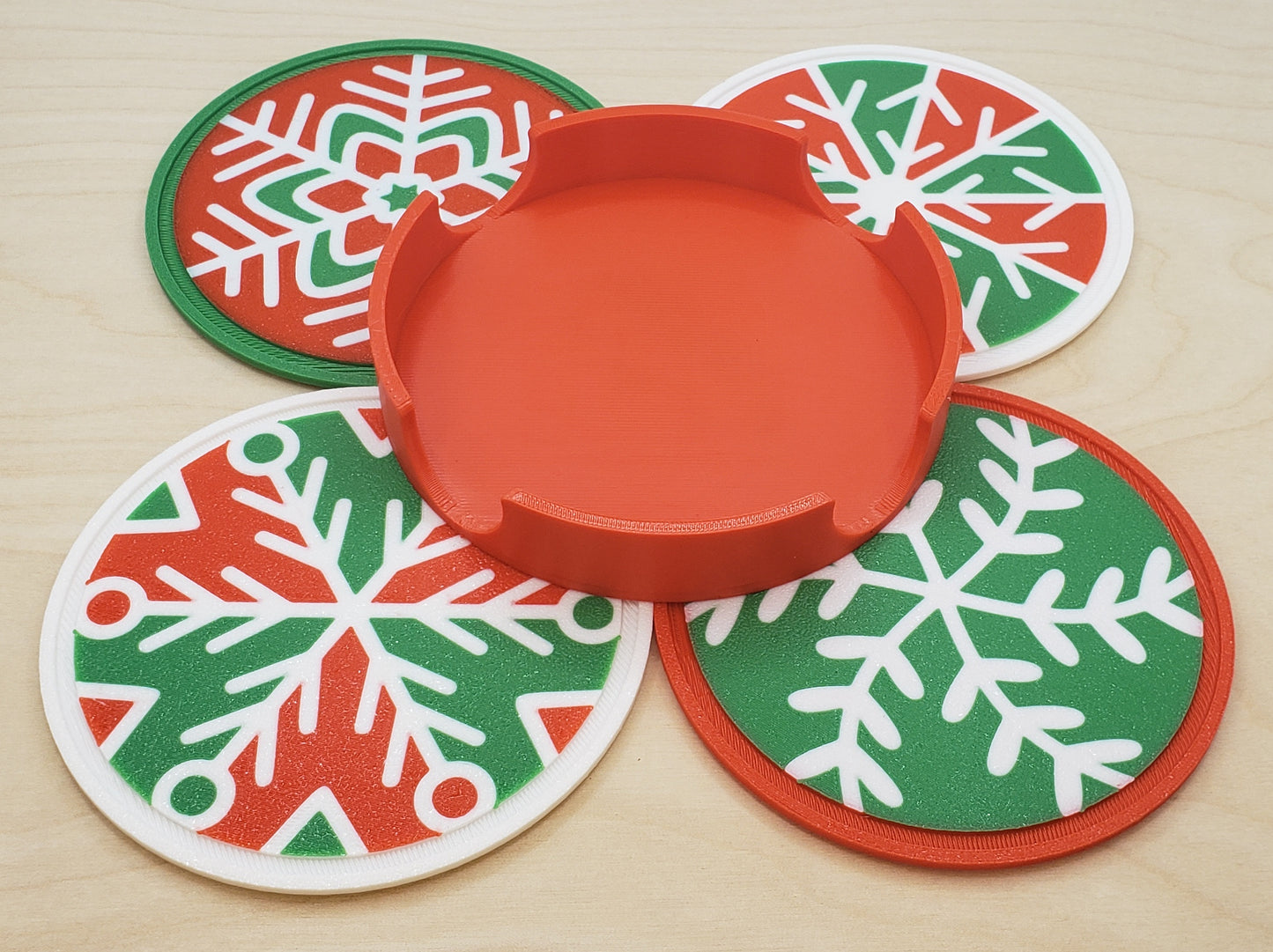 Christmas Snowflake Drink Coasters - Round - Set of 4