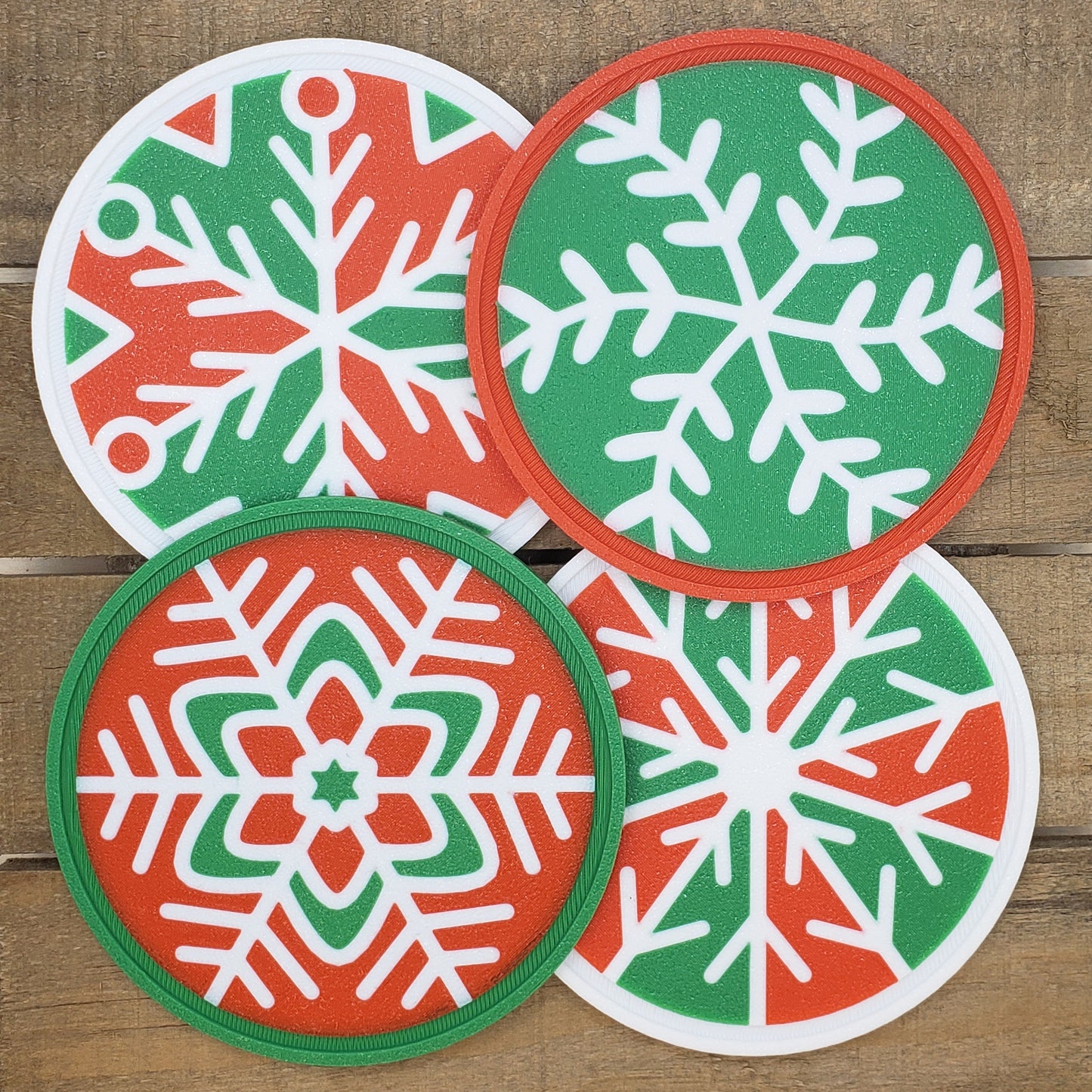 Christmas Snowflake Drink Coasters - Round - Set of 4