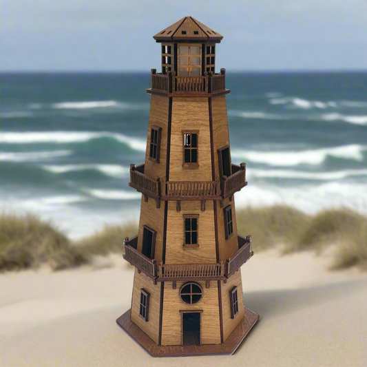 Premium Finish Lighthouse (11") w/LED Beacon Light - Cypress/Dark Walnut