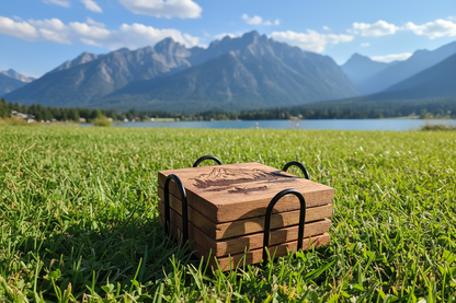 Mountain Scenes Wood Drink Coaster Set (4)