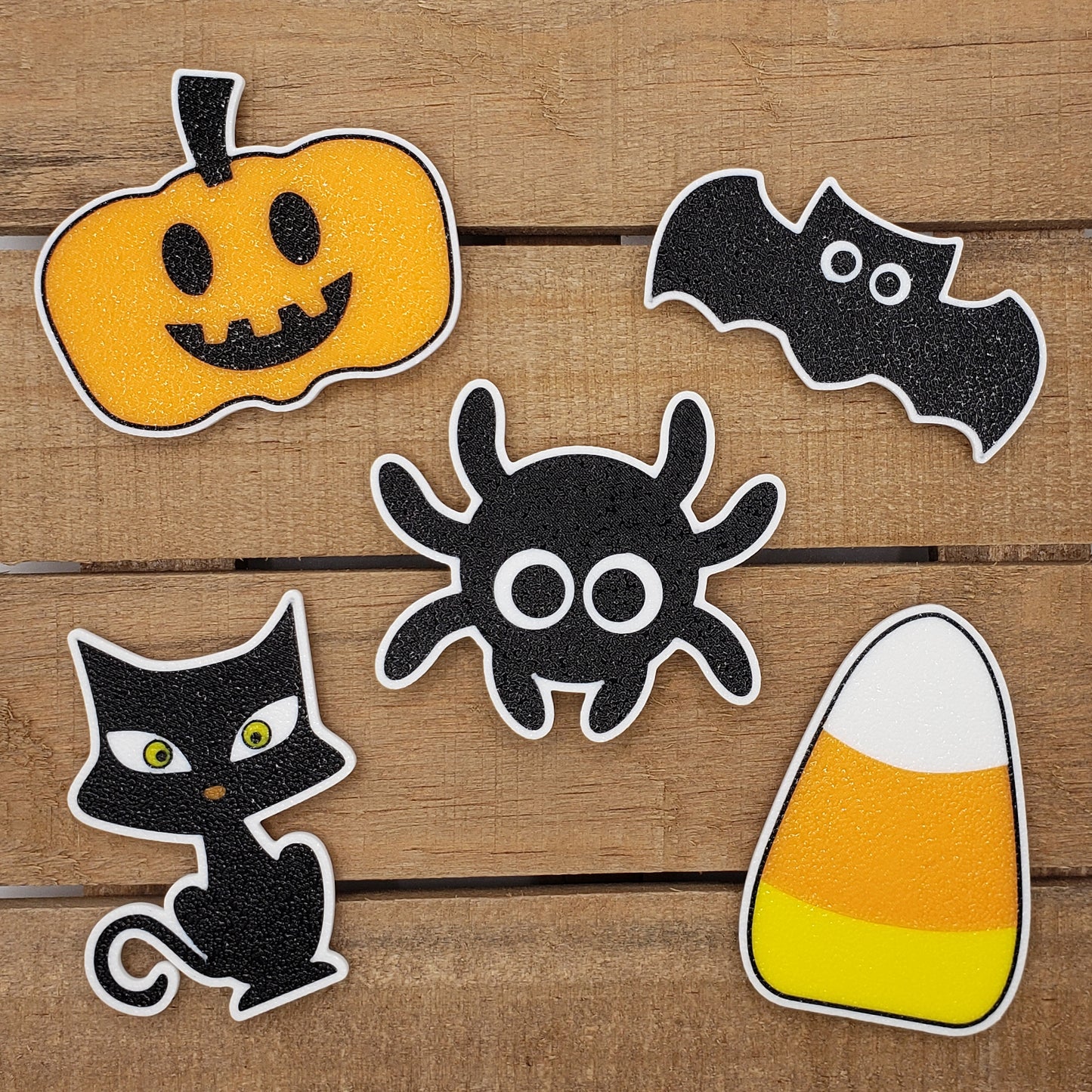 Halloween Magnets - Cat, Bat, Pumpkin Jack-O-Lantern, Spider & Candy Corn