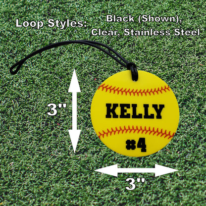 Softball Bag Tag - Acrylic - Personalized