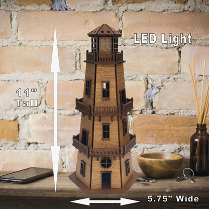 Premium Finish Lighthouse (11") w/LED Beacon Light - Cypress/Dark Walnut