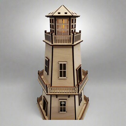 Lighthouse (LARGE 14.5") - Natural Finish - w/LED Beacon Light