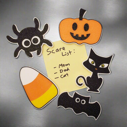 Halloween Magnets - Cat, Bat, Pumpkin Jack-O-Lantern, Spider & Candy Corn