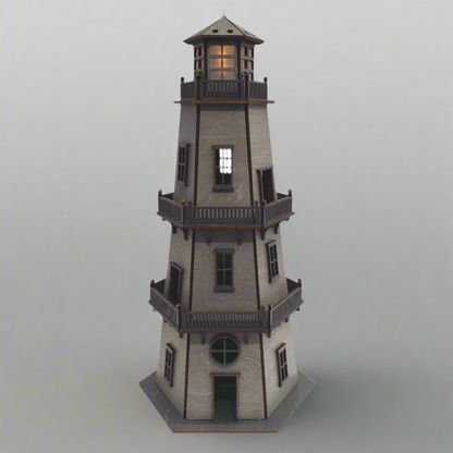 Premium Finish Lighthouse (LARGE 14.5") - Weathered Gray w/ Carbon Gray Trim