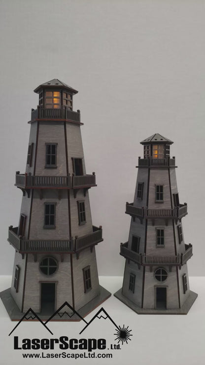 Premium Finish Lighthouse (LARGE 14.5") - Weathered Gray w/ Carbon Gray Trim