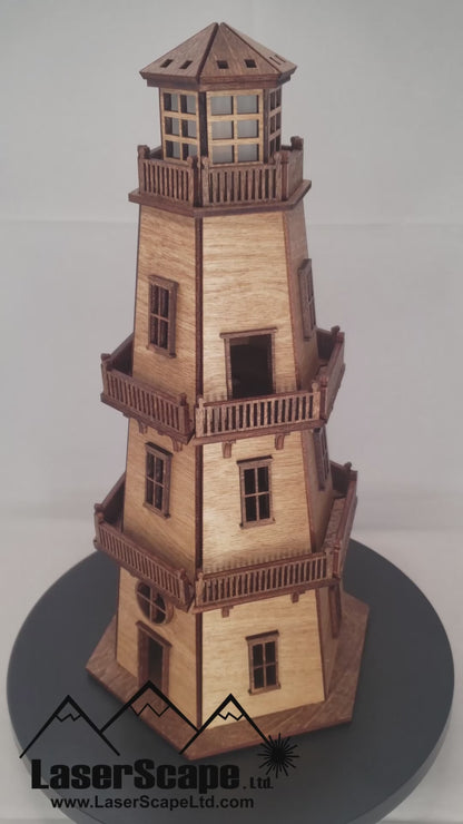 Premium Finish Lighthouse (11") w/LED Beacon Light - Cypress/Dark Walnut