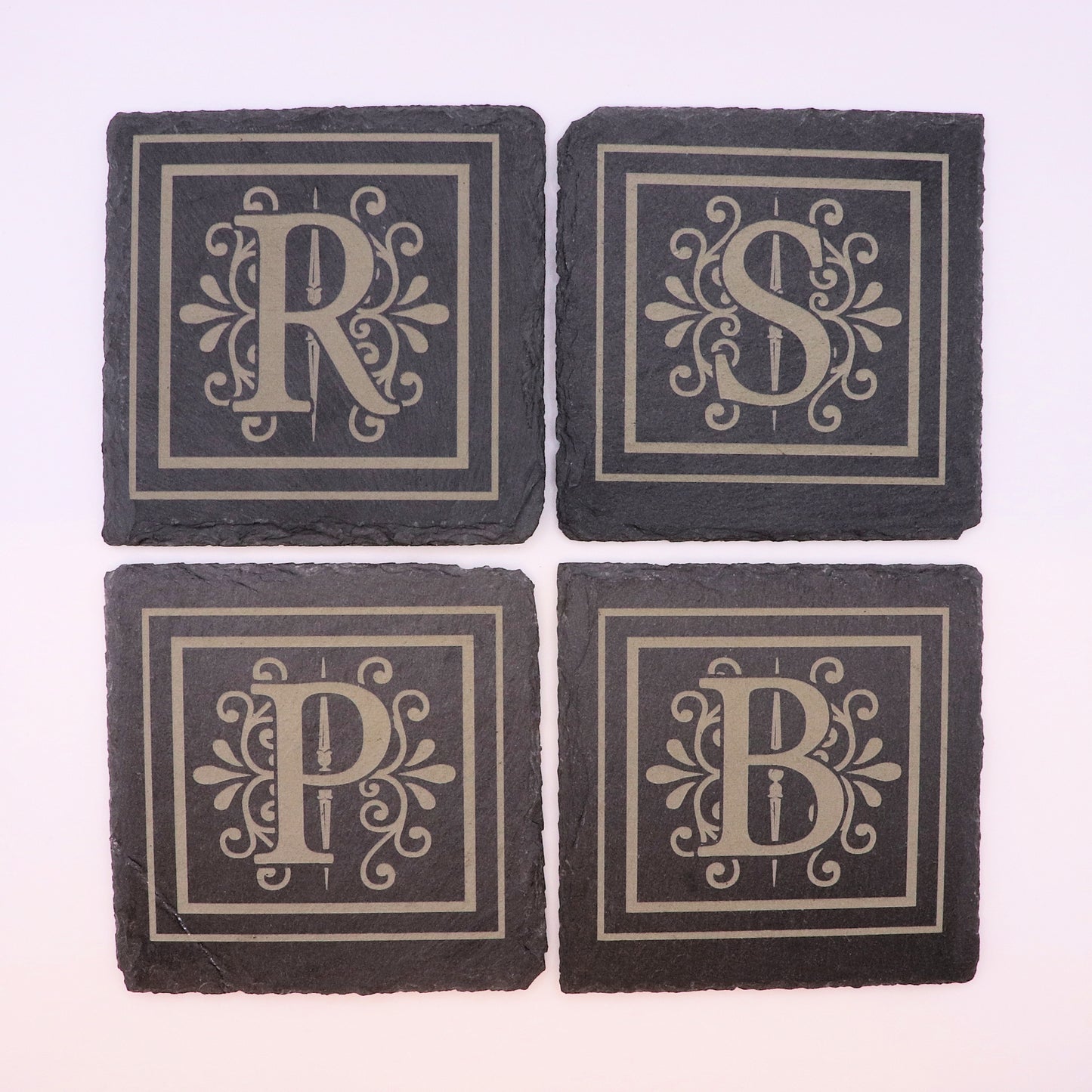 Slate Drink Coaster Set (4) - Custom Monogram