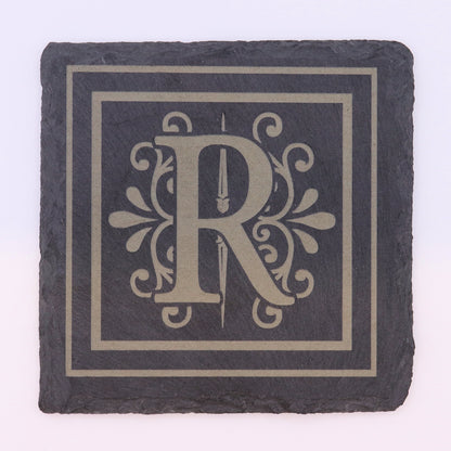 Slate Drink Coaster Set (4) - Custom Monogram