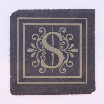 Slate Drink Coaster Set (4) - Custom Monogram