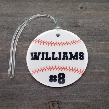 Baseball / Softball Bag Tag - Acrylic - Personalized