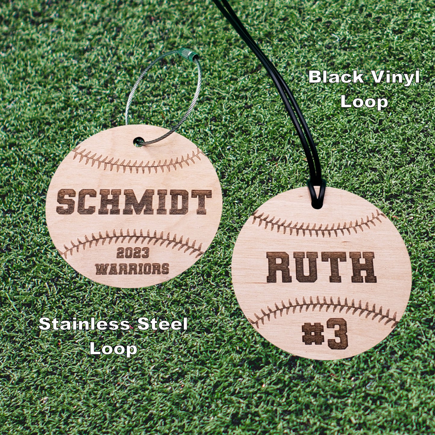 Baseball / Softball Bag Tag - Wood - Personalized