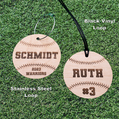 Baseball / Softball Bag Tag - Wood - Personalized