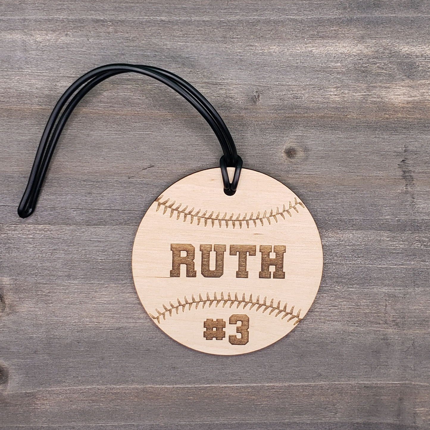 Baseball / Softball Bag Tag - Wood - Personalized