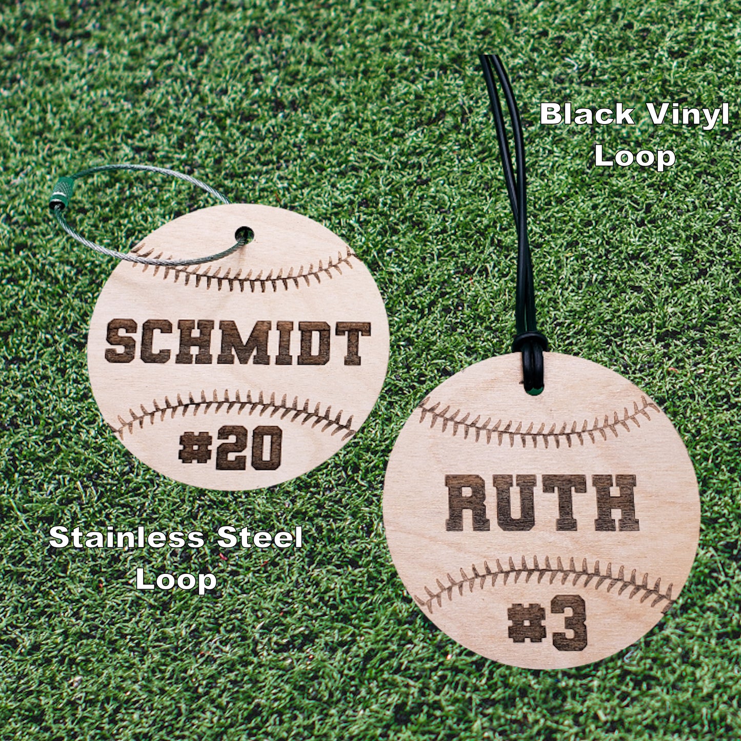Baseball / Softball Bag Tag - Wood - Personalized