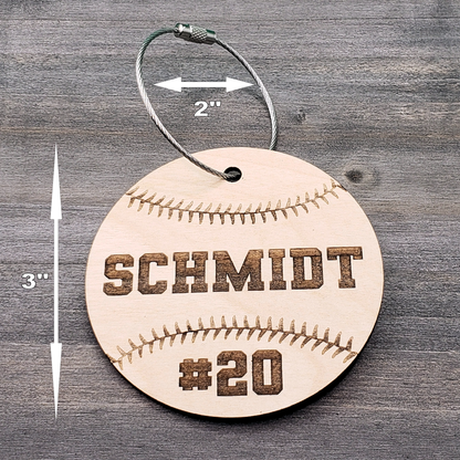 Baseball / Softball Bag Tag - Wood - Personalized