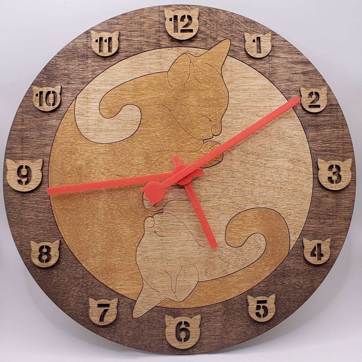 Cat Wall Clock - Dark Brown/Brown/Light Brown