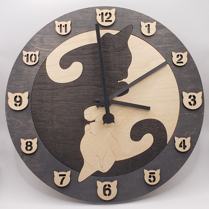 Cat Wall Clock - Dark Gray/Black/Natural