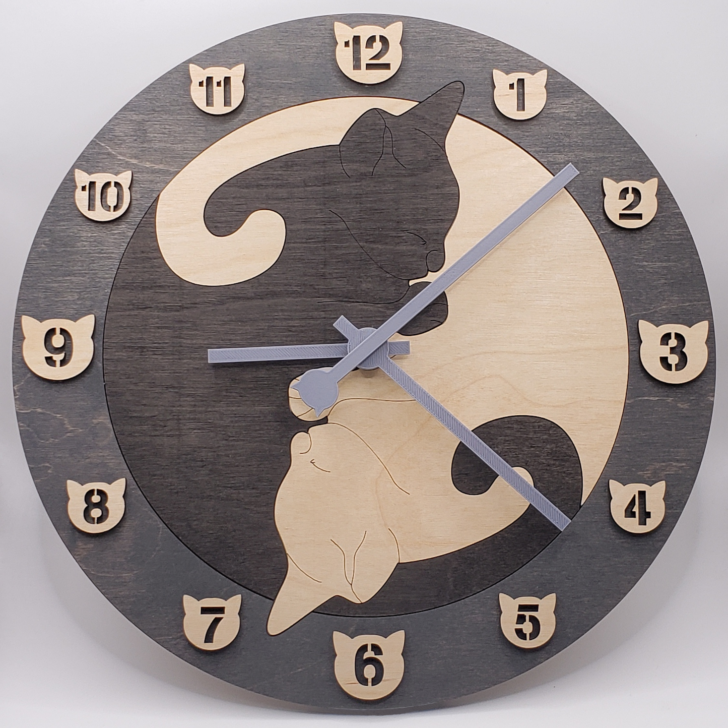 Cat Wall Clock - Dark Gray/Black/Natural