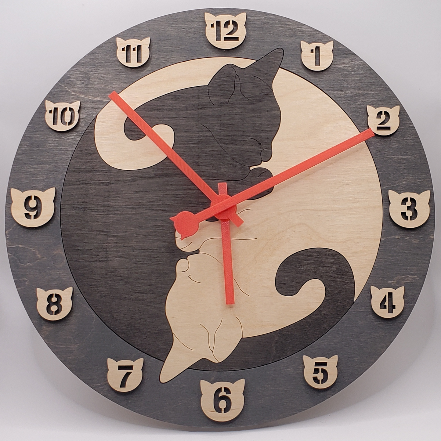 Cat Wall Clock - Dark Gray/Black/Natural